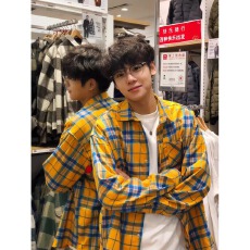 批发衬衫含棉30%】春秋凯尊度宽松格子衬衫男女小众高级百搭衬衣开衫