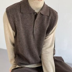 批发百莱绒】针织二浩马甲男春<b class='q'>秋</b>冬上衣高级男士坎肩无袖毛衣背心翻领