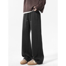 纯棉复合水洗裤子男美邦春秋重磅水洗阔腿卫裤男休闲宽松直筒裤