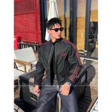 皮衣有内袋2026潮人邦春秋侧边拼接立领皮衣男宽松运动百搭外套