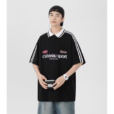 批发2026共惠<b class='q'>夏</b>季Polo衫男士宽松休闲短袖t恤情侣潮流印花翻领上衣服