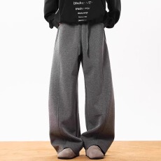 批发高个子衣锐加长裤子男高级直筒垂感阔腿弯刀卫裤休闲运动老钱长裤