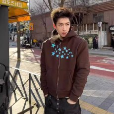 批发华棉复合牛奶丝】花卉腾艺涂鸦连帽卫衣男款春<b class='q'>秋</b>宽松情侣重磅外套