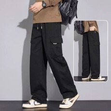 批发【工装裤】男女合嘉馨潮流拼接复古休闲时尚日系简约宽松休闲长裤