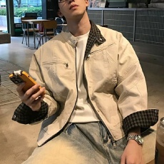 批发【帆布洗水棉复合】夹克男魔王重磅帆布休闲立领短宽美式工装外套