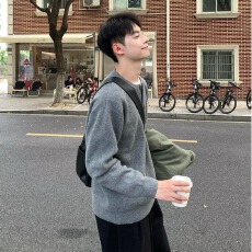 批发原版面料细节亨利领<b class='q'>毛衣</b>】<b class='q'>男</b>南风韩Clean宽松百搭长袖上衣极简风