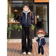 批发褶皱小马阔腿裤子<b class='q'>男</b>春夏美式高街伞兵工装裤cleanfit微喇弯刀西裤