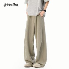 批发美式鹿野褶皱休闲裤男<b class='q'>夏</b>季西裤直筒垂感裤子新款潮牌百搭阔腿长裤