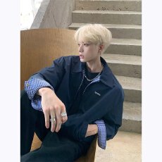 批发双面穿<b class='q'>夹克</b>】格子潮乐汇长袖外套男款工装<b class='q'>夹克</b>透气青少年绣花日常