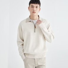 批发高质量细针<b class='q'>毛衣</b>】POLO领魔方<b class='q'>毛衣</b>男2026春秋冬宽松半拉链带领上衣