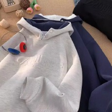 批发华棉复合凹凸字母】连帽南极牛卫衣男女春秋学生宽松套头<b class='q'>外套</b>上衣