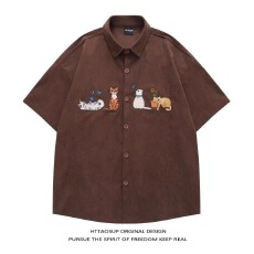 批发刺绣<b class='q'>衬衫</b>】休闲凯尊度短袖<b class='q'>衬衣</b><b class='q'>男</b>上衣无品牌新款流行日系潮流文艺