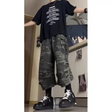 批发迷彩<b class='q'>七分裤</b>】美式浩威复古大口袋工装裤<b class='q'>男</b>女潮流ins痞帅休闲<b class='q'>短裤</b>