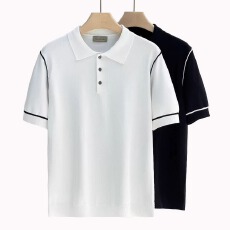 批发针织衫】夏季衣方天地英伦风条纹撞polo衫休闲毛织男透气时尚短袖