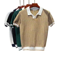 批发冰丝针织】男装衣方天地POLO衫夏季提花翻领短袖休闲男士保罗上衣