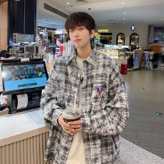 批发涤棉格布扎染工艺2026南极牛春款复古扎染休闲百搭<b class='q'>衬衫</b>上衣