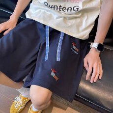 批发骑兵斜刺绣美式京抖猫腊肠狗运动<b class='q'>短裤</b>五分裤夏季<b class='q'>休闲</b>过膝中裤