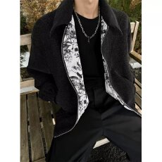 批发【原布毛呢水墨画外套】美式韦爵森斜纹肌理老钱灰夹克男外套秋<b class='q'>冬</b>