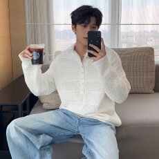 批发原版镂空针织衫】简约魔方原宿上衣男春秋2026新款时尚气质文艺