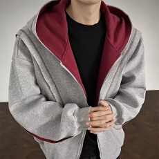 批发高品质重磅华棉复合卫衣】春秋南风街区宽松连帽衫拉链开衫外套男