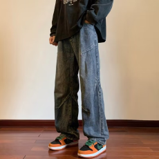 批发潮牌恒潮宽松牛仔裤<b class='q'>男士</b>直筒休闲美式高街<b class='q'>裤子</b>设计显瘦微喇长<b class='q'>裤子</b>