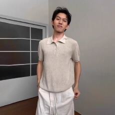 批发<b class='q'>针织衫</b>】网眼魔王透气短袖polo衫男夏季薄款凉感老钱正肩翻领t恤