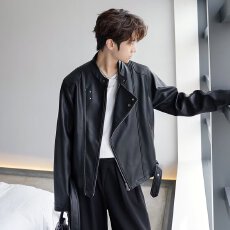 批发皮衣高级感<b class='q'>潮</b>人邦休闲短款皮衣外套男2026春秋冬宽松立领皮夹克