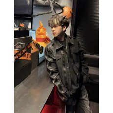 批发皮衣】2026<b class='q'>潮</b>人邦春秋冬季pu皮衣机车服外套男女中性宽松工装夹克