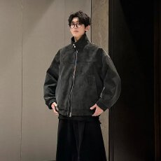 批发日照旧山皮】夹克男<b class='q'>潮</b>人邦春秋复古翻领皮衣百搭休闲PU皮情侣外套