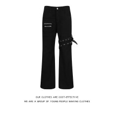 批发牛仔】2026潮人邦春<b class='q'>秋</b>宽松微喇叭裤子男美式高街牛仔裤男潮牌痞帅