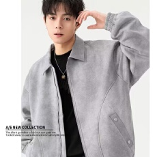 批发麂皮绒】2026潮人邦飞行夹克外套男休闲宽松百搭棒球服潮流情侣款