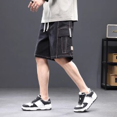 批发冰丝亿牛仔短裤男士夏季薄款休闲学生中裤外穿夏天凉感五分半截裤