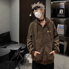 批发豹纹】高街TT亚系连帽开衫卫衣男女春<b class='q'>秋</b>小众宽松休闲百搭情侣外套