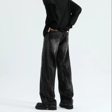 原版质量水洗淘优牛仔裤男春重磅高级感宽松阔腿垂感直筒裤长裤