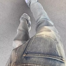 原版质量水洗淘优做旧高腰牛仔裤男女春秋宽松阔腿休闲直筒长裤