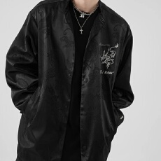 批发国<b class='q'>潮</b>刺绣】新中式上上签重工龙纹翻领夹克男痞帅高级感中国风外套