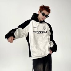 批发华棉复合】2026经典连帽卫衣男春秋季港风高街宽松情侣帽衫外套<b class='q'>潮</b>