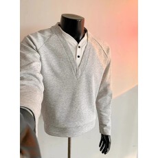 批发曼巴棉】v领假两件卫衣<b class='q'>男</b>春秋无帽短款<b class='q'>长袖</b><b class='q'>t</b><b class='q'>恤</b>美式cleanfit打底衫