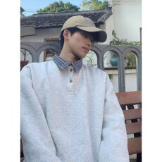 批发原版曼巴棉】2026二浩格子POLO领卫衣男春<b class='q'>秋</b>宽松情侣翻领休闲上衣