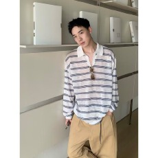 批发原版洗水针织】潮流二浩日系ins上衣男POLO文艺慵懒时尚原宿百搭