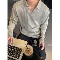 批发针织洗水】潮流二浩日系ins休闲上衣男POLO文艺慵懒时尚原宿百搭