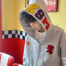 批发毛巾绣】美式上上签国潮牌字母刺绣<b class='q'>开衫</b>连帽卫衣<b class='q'>男</b>女春秋情侣外套