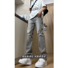 批发微弹新汇佳破洞<b class='q'>牛仔裤</b><b class='q'>男</b>款美式高街直筒<b class='q'>修身</b>显瘦显腿长休闲长裤潮
