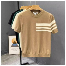 批发针织冰丝】上衣壹方韩版修身男士圆领短袖夏休闲<b class='q'>毛线</b>衫T恤打底衫