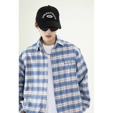 批发格子衬衫】春<b class='q'>秋</b>侠魁复古长袖上衣男潮牌宽松休闲百搭痞帅衬衣外套