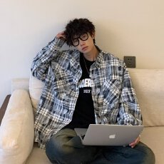 批发格子衬衫】港风侠魁格子衫男款春<b class='q'>秋</b>美式复古休闲内搭百搭衬衫外套