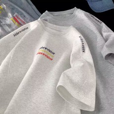 批发刺绣】重磅彩色字母刺绣<b class='q'>短袖</b>T恤男夏季潮牌美式宽松半袖体恤<b class='q'>情侣</b>