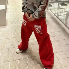 批发2026新概念春秋字母印花直筒垂感卫裤男复古宽松百搭阔腿休闲裤潮