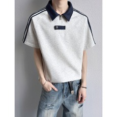 刺绣小小巨人重磅彩色字母刺绣短袖T恤男女夏季宽松半袖体恤情侣