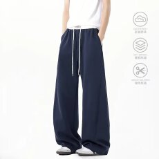 批发美式潮人邦高街复古重磅弯刀卫裤男春秋新款宽松直筒阔腿休闲运动